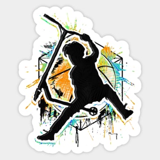 Retro Colorful Scooter - Stuntscooter - Stunt Scooter Sticker